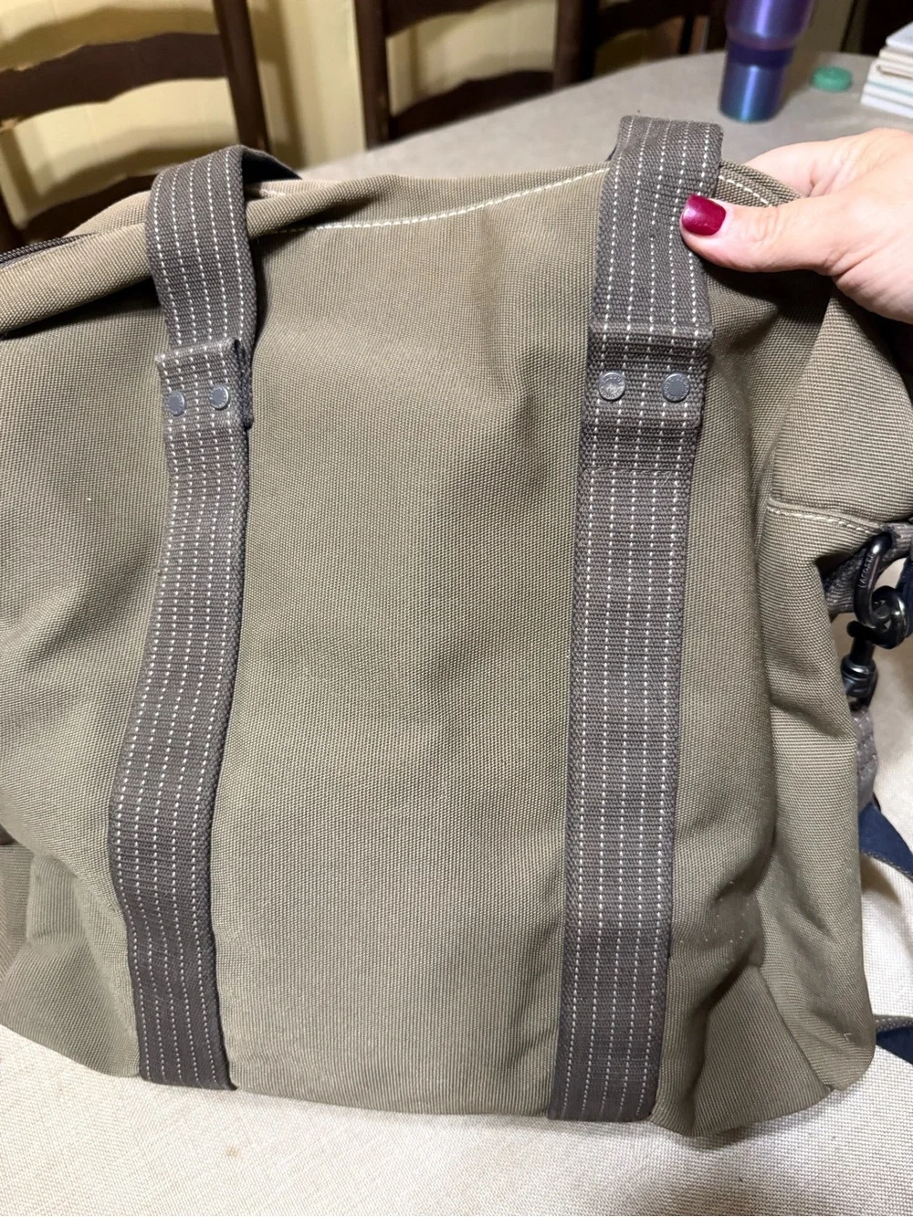 Lacoste Olive Canvas weekender bag
